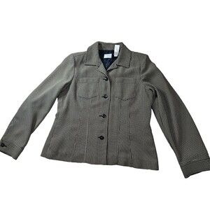 Emma James Women's Houndstooth Blazer Jacket - Classic Fit, Button Front, Size 8